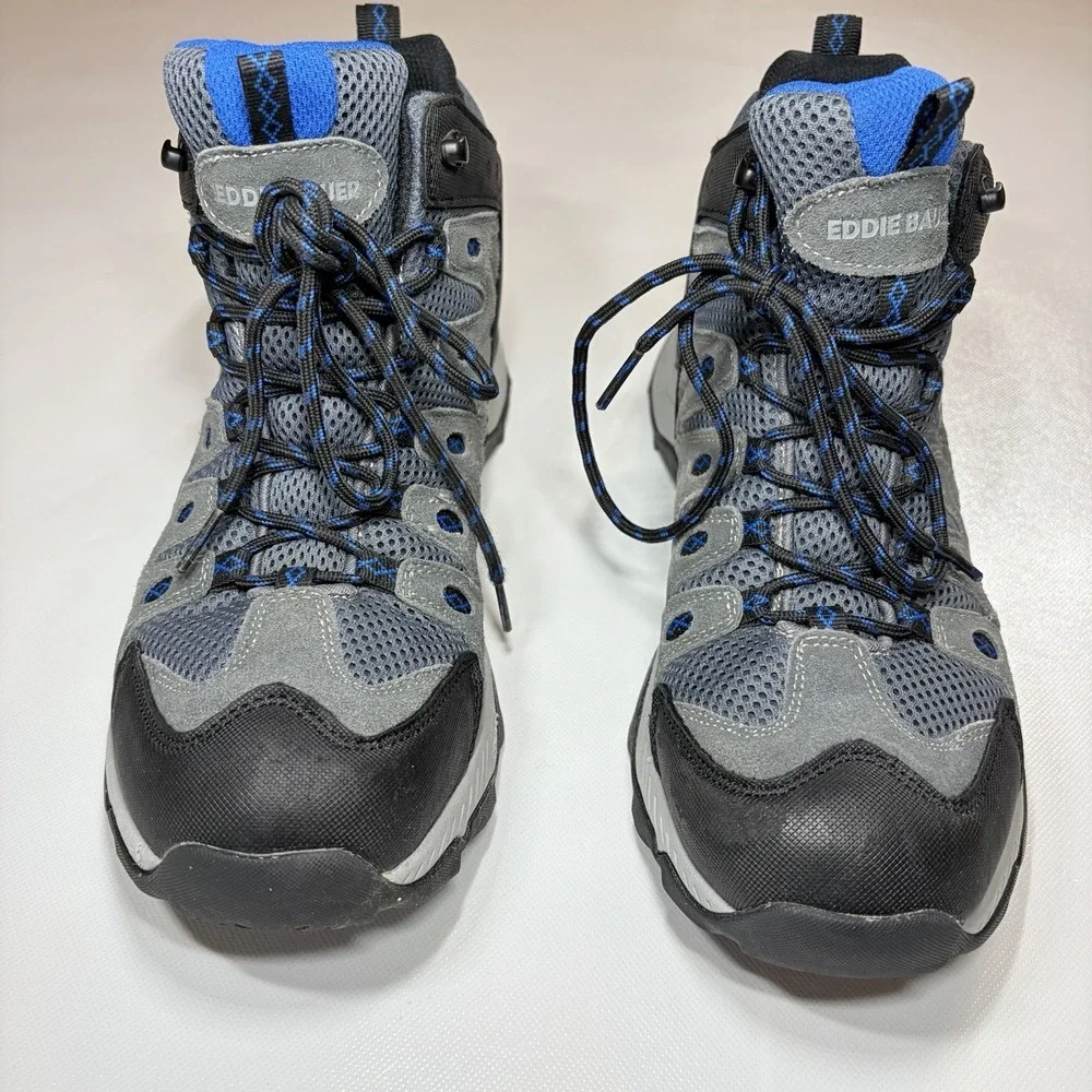 Eddie Bauer Red Lodge Mid Hiking Boots Mens 10 Gray Blue Waterproof Trail Shoes